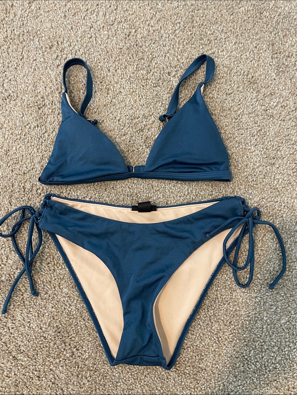 La Hearts Dark Blue Triangle Bikini Set
